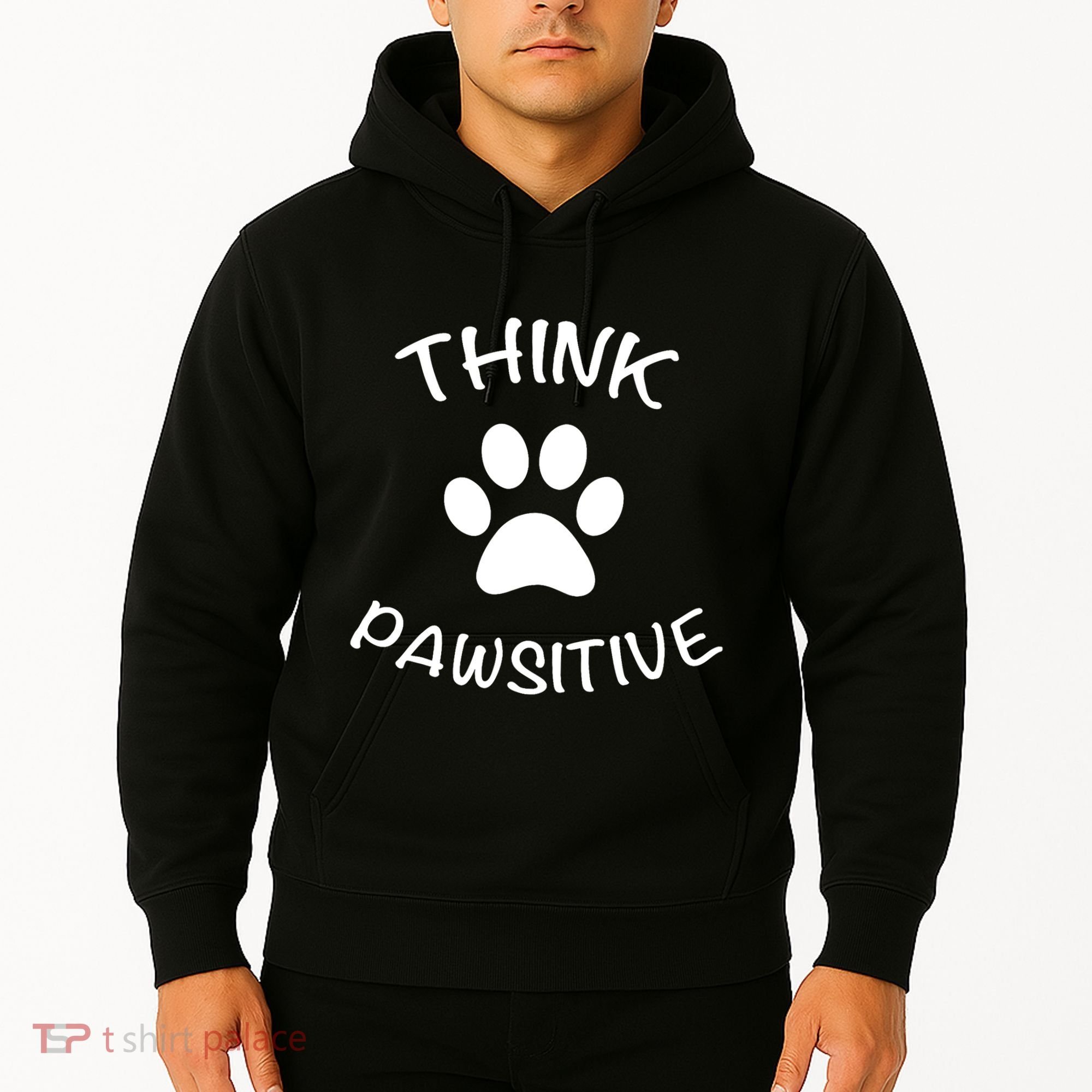 Cute Dog Pawprint Think Pawsitive Hoodie
