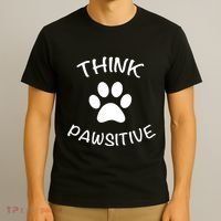 Cute Dog Pawprint Think Pawsitive T-Shirt thumb 3
