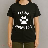 Cute Dog Pawprint Think Pawsitive T-Shirt thumb 4