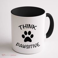 Cute Dog Pawprint Think Pawsitive Coffee Mug thumb 1