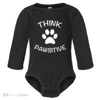 Cute Dog Pawprint Think Pawsitive Baby Long Sleeve Bodysuit thumb 0