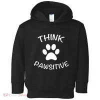 Cute Dog Pawprint Think Pawsitive Toddler Hoodie thumb 0