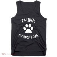 Cute Dog Pawprint Think Pawsitive Tank Top thumb 0