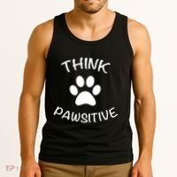 Cute Dog Pawprint Think Pawsitive Tank Top thumb 3