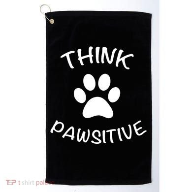 Cute Dog Pawprint Think Pawsitive Golf Towel