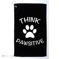 Cute Dog Pawprint Think Pawsitive Golf Towel thumb 0