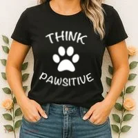 Cute Dog Pawprint Think Pawsitive Women's T-Shirt thumb 2