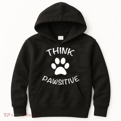 Cute Dog Pawprint Think Pawsitive Kids Hoodie