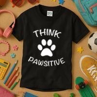 Cute Dog Pawprint Think Pawsitive Kids T-Shirt thumb 3