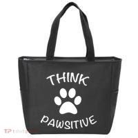 Cute Dog Pawprint Think Pawsitive Tote Bag thumb 0
