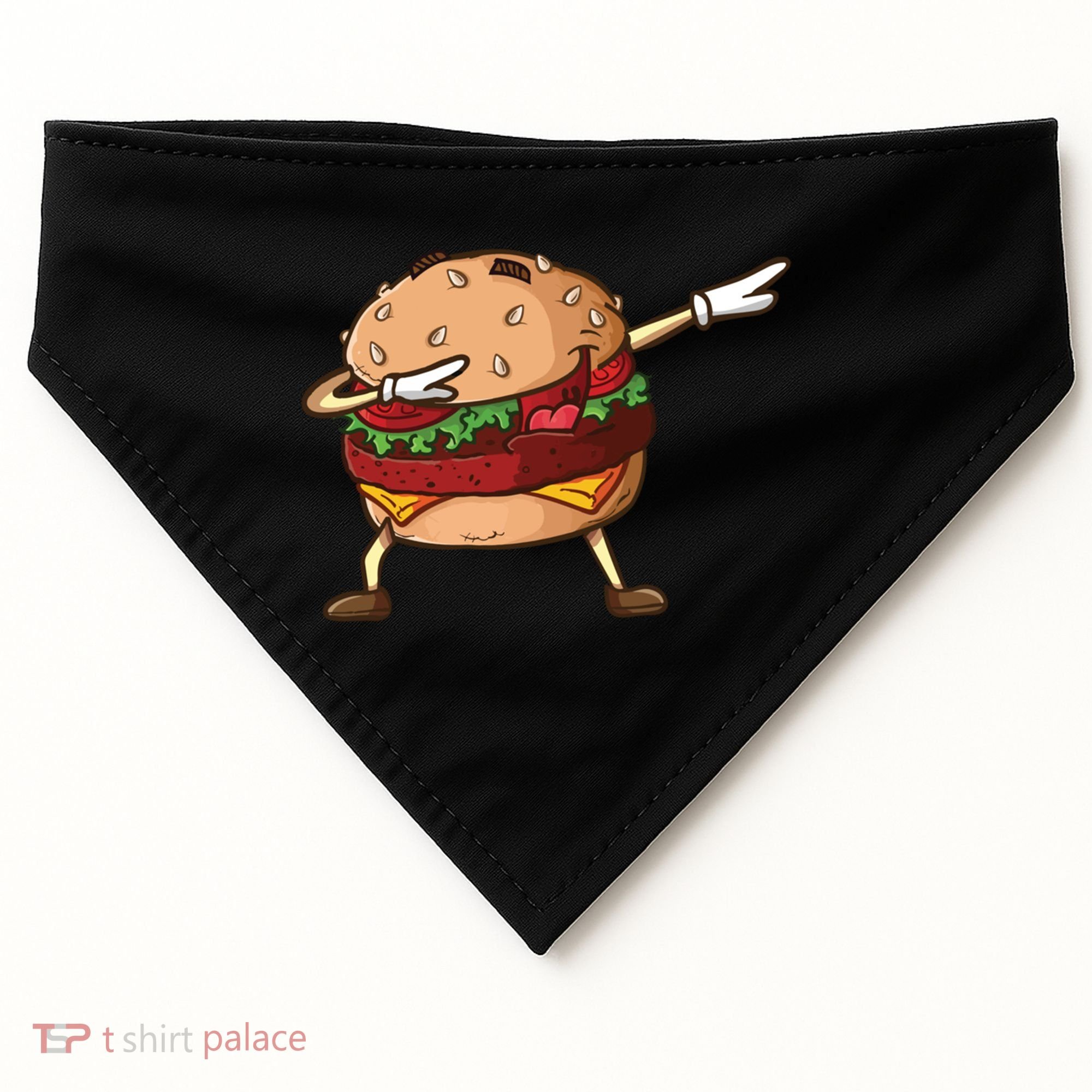 Cheeseburger Dab Pose Dabbing Dance National Burger Day Pun Meaningful Gift USA-Made Doggie Bandana