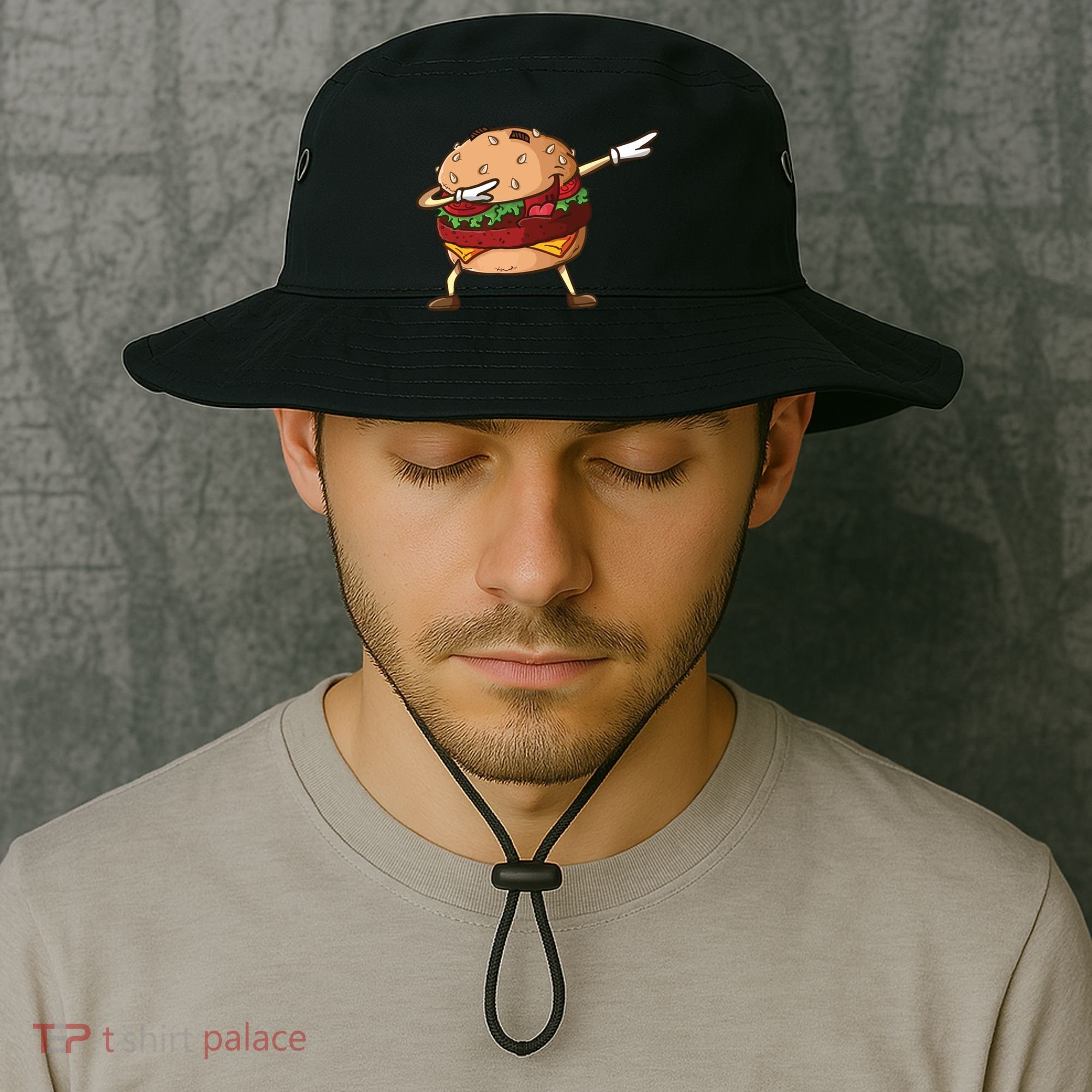 Cheeseburger Dab Pose Dabbing Dance National Burger Day Pun Meaningful Gift Bucket Hat