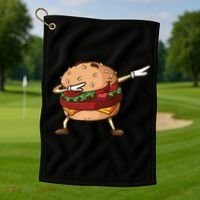 Cheeseburger Dab Pose Dabbing Dance National Burger Day Pun Meaningful Gift Golf Towel thumb 1