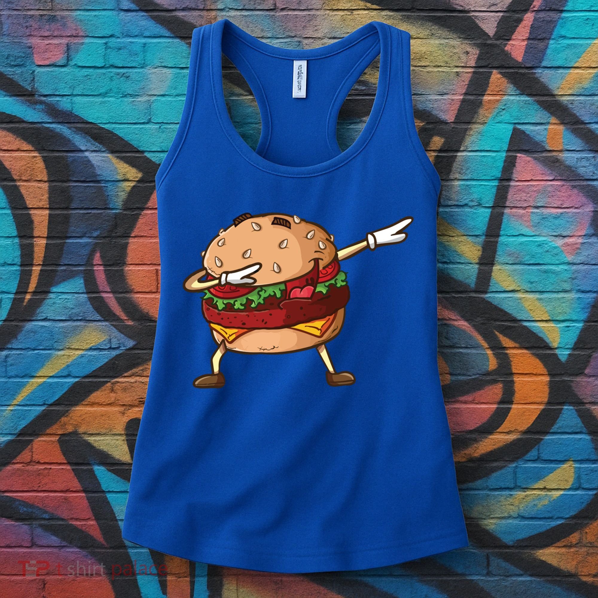 Cheeseburger Dab Pose Dabbing Dance National Burger Day Pun Meaningful Gift Women's Tank Top