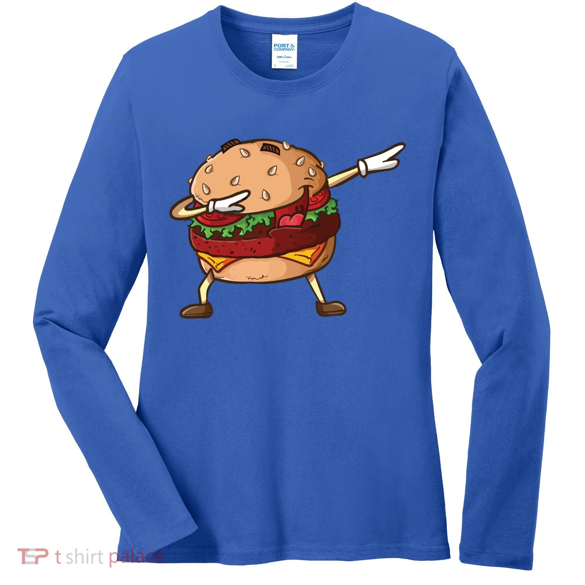 Cheeseburger Dab Pose Dabbing Dance National Burger Day Pun Meaningful Gift Women's Long Sleeve Shirt