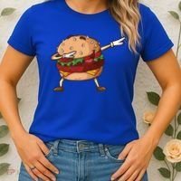 Cheeseburger Dab Pose Dabbing Dance National Burger Day Pun Meaningful Gift Women's T-Shirt thumb 2