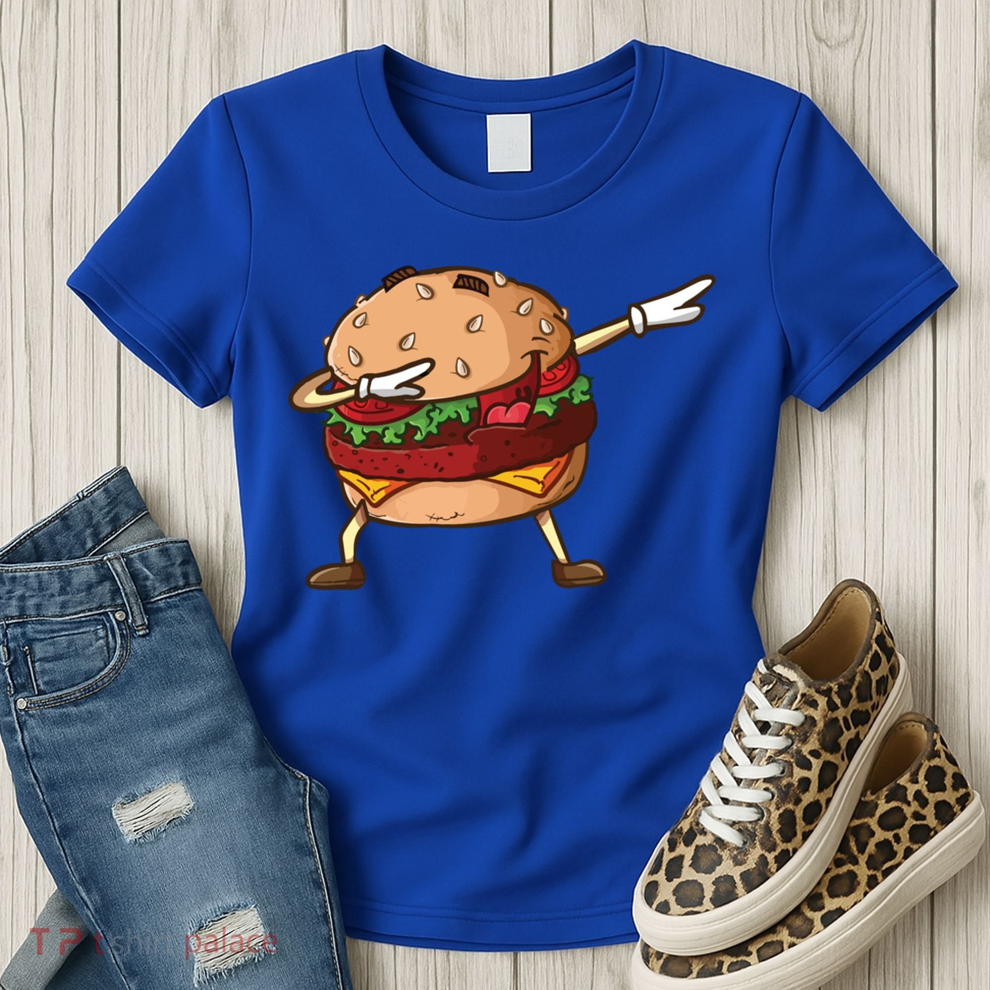 Cheeseburger Dab Pose Dabbing Dance National Burger Day Pun Meaningful Gift Women's T-Shirt