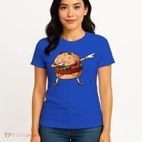 Cheeseburger Dab Pose Dabbing Dance National Burger Day Pun Meaningful Gift Women's T-Shirt thumb 4