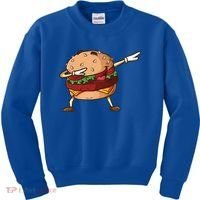 Cheeseburger Dab Pose Dabbing Dance National Burger Day Pun Meaningful Gift Kids Sweatshirt thumb 0