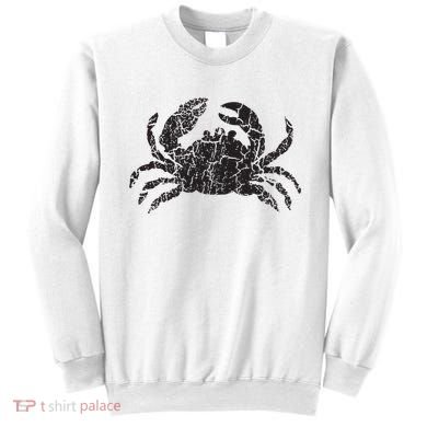Crab Distressed Print Vintage Crab Sweatshirt