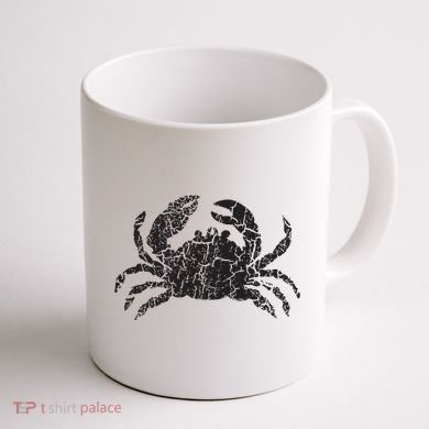 Crab Distressed Print Vintage Crab Coffee Mug back