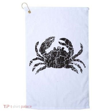 Crab Distressed Print Vintage Crab Golf Towel