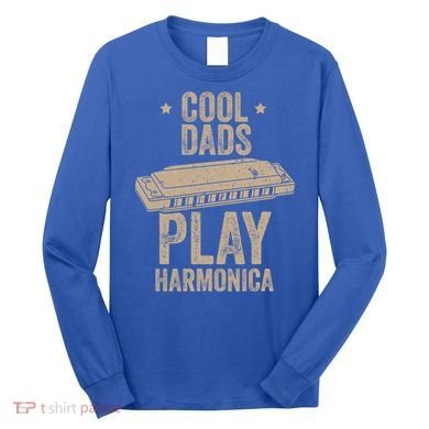 Cool Dads Play Harmonica Harmonica Gift Musician Blues Gift Long Sleeve Shirt