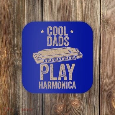 Cool Dads Play Harmonica Harmonica Gift Musician Blues Gift Coaster