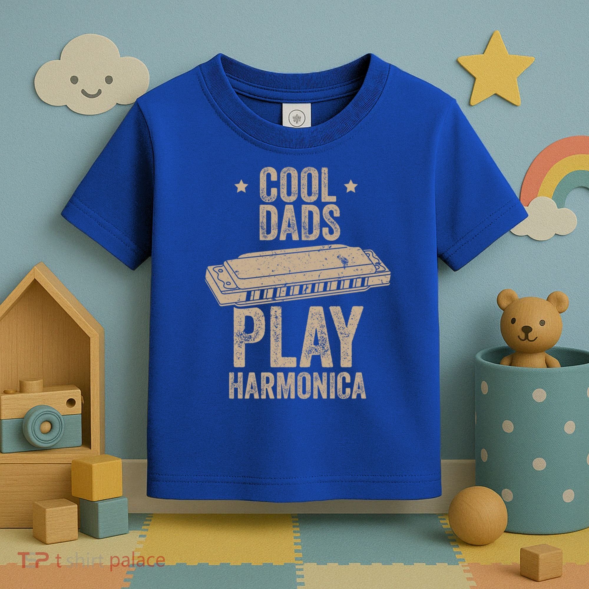 Cool Dads Play Harmonica Harmonica Gift Musician Blues Gift Toddler T-Shirt