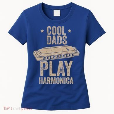 Cool Dads Play Harmonica Harmonica Gift Musician Blues Gift Women's T-Shirt