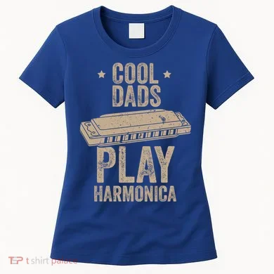 Cool Dads Play Harmonica Harmonica Gift Musician Blues Gift Women's T-Shirt