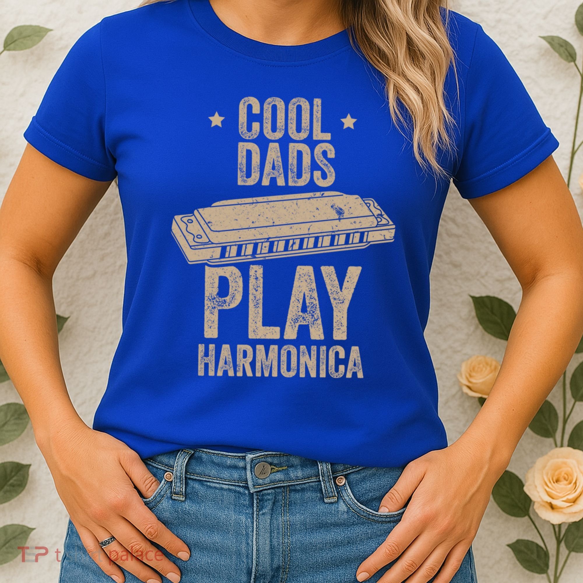 Cool Dads Play Harmonica Harmonica Gift Musician Blues Gift Women's T-Shirt