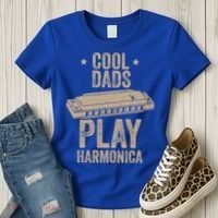 Cool Dads Play Harmonica Harmonica Gift Musician Blues Gift Women's T-Shirt thumb 3