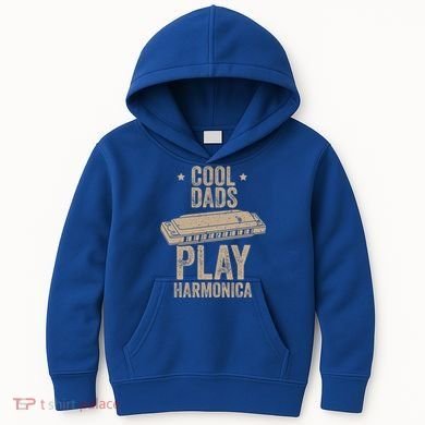 Cool Dads Play Harmonica Harmonica Gift Musician Blues Gift Kids Hoodie