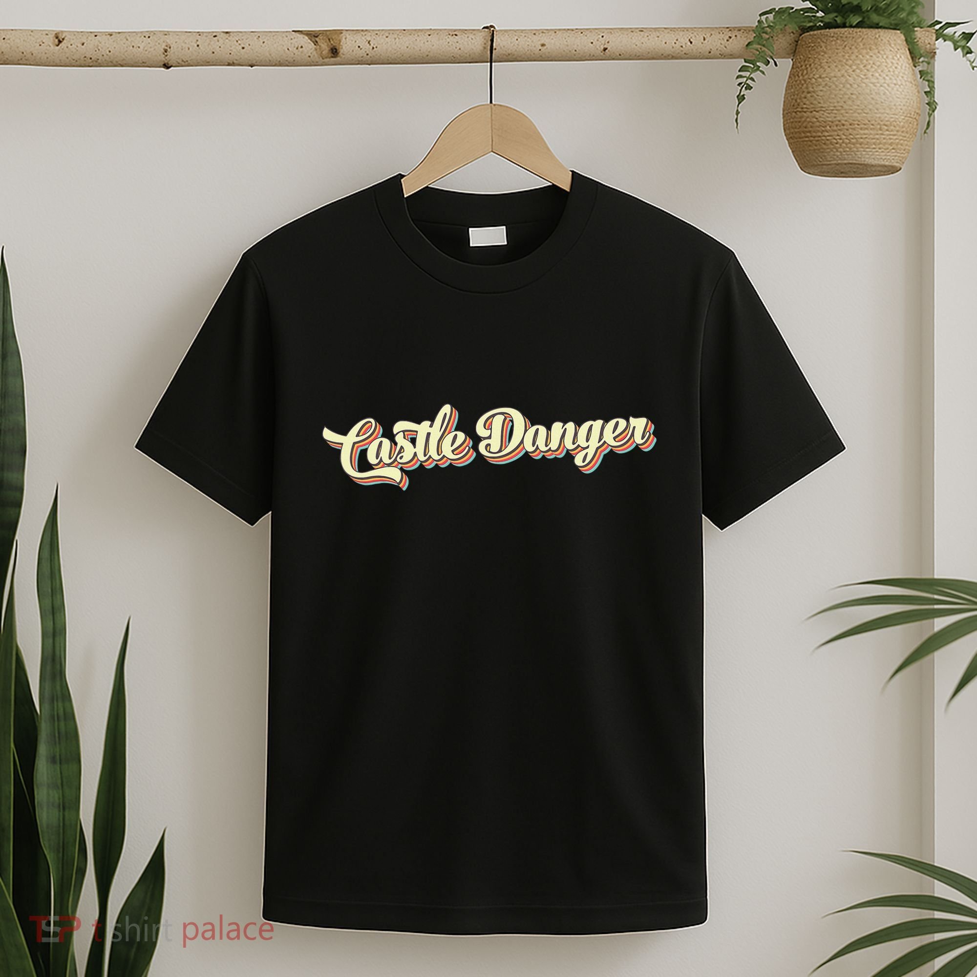 Castle Danger Retro Art Baseball T-Shirt