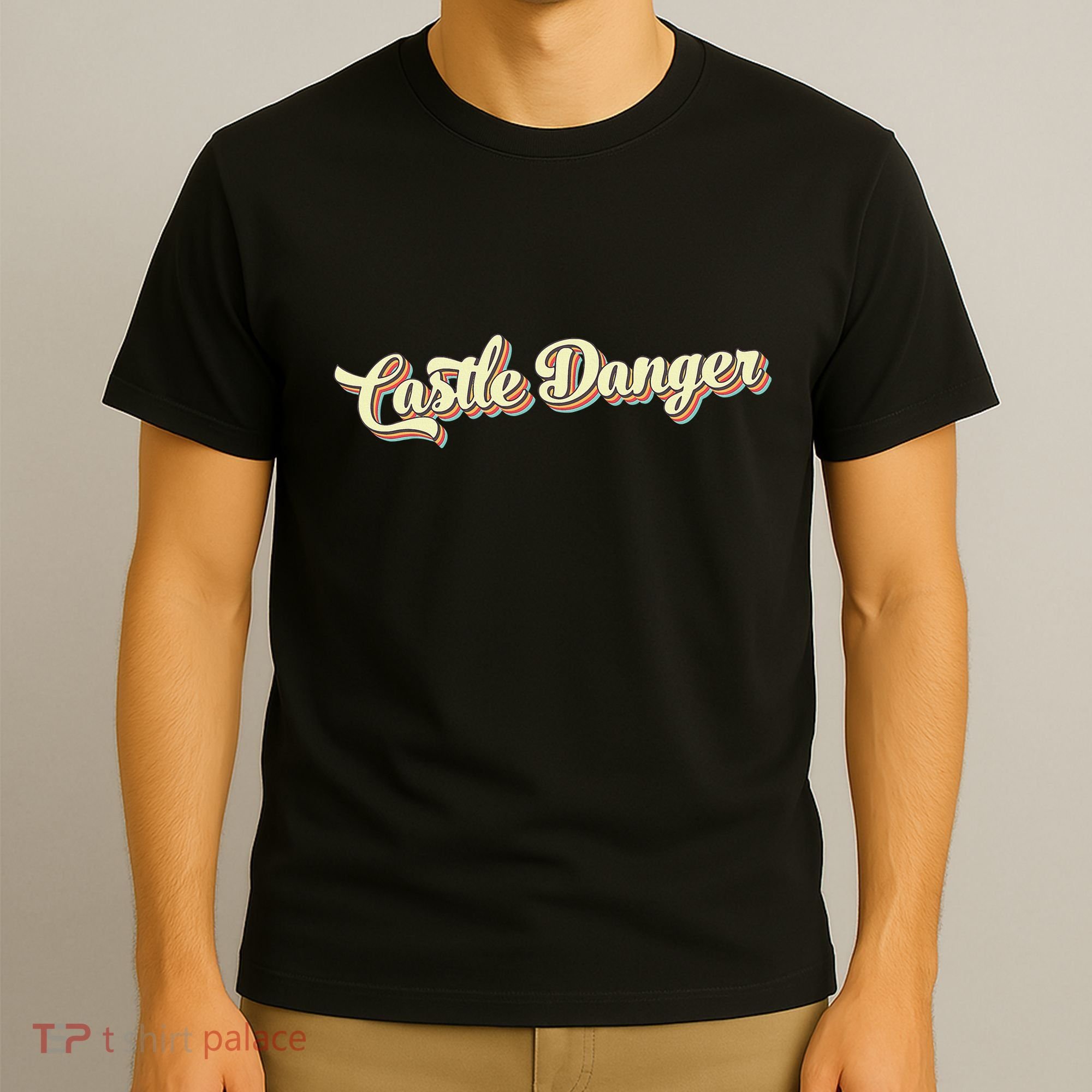 Castle Danger Retro Art Baseball T-Shirt