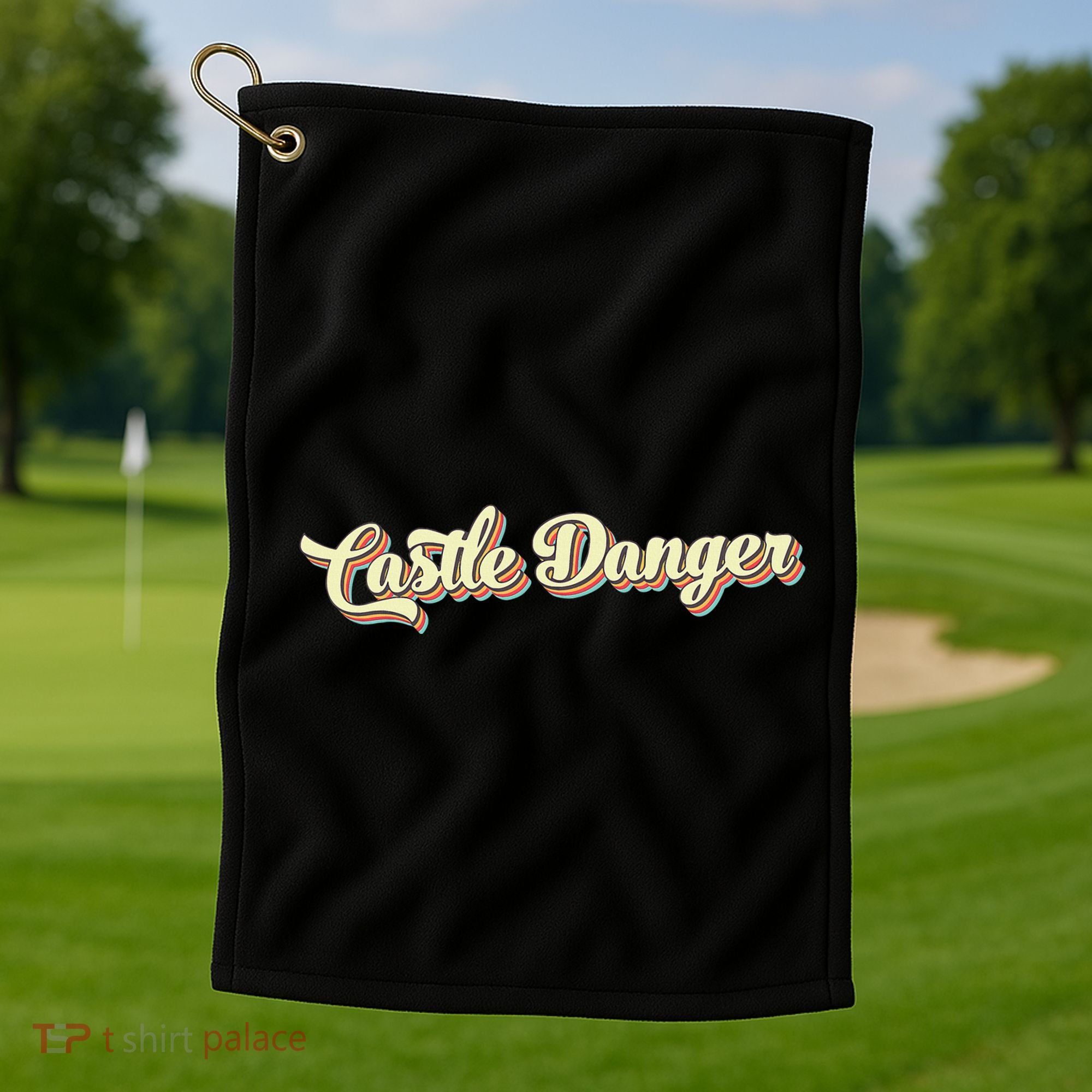 Castle Danger Retro Art Baseball Golf Towel
