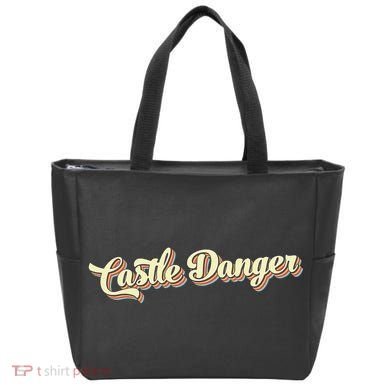 Castle Danger Retro Art Baseball Tote Bag