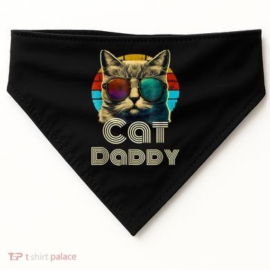 Cat Daddy, Retro Cat Dad, 80s, 90s, Vintage USA-Made Doggie Bandana