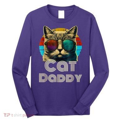 Cat Daddy, Retro Cat Dad, 80s, 90s, Vintage Long Sleeve Shirt