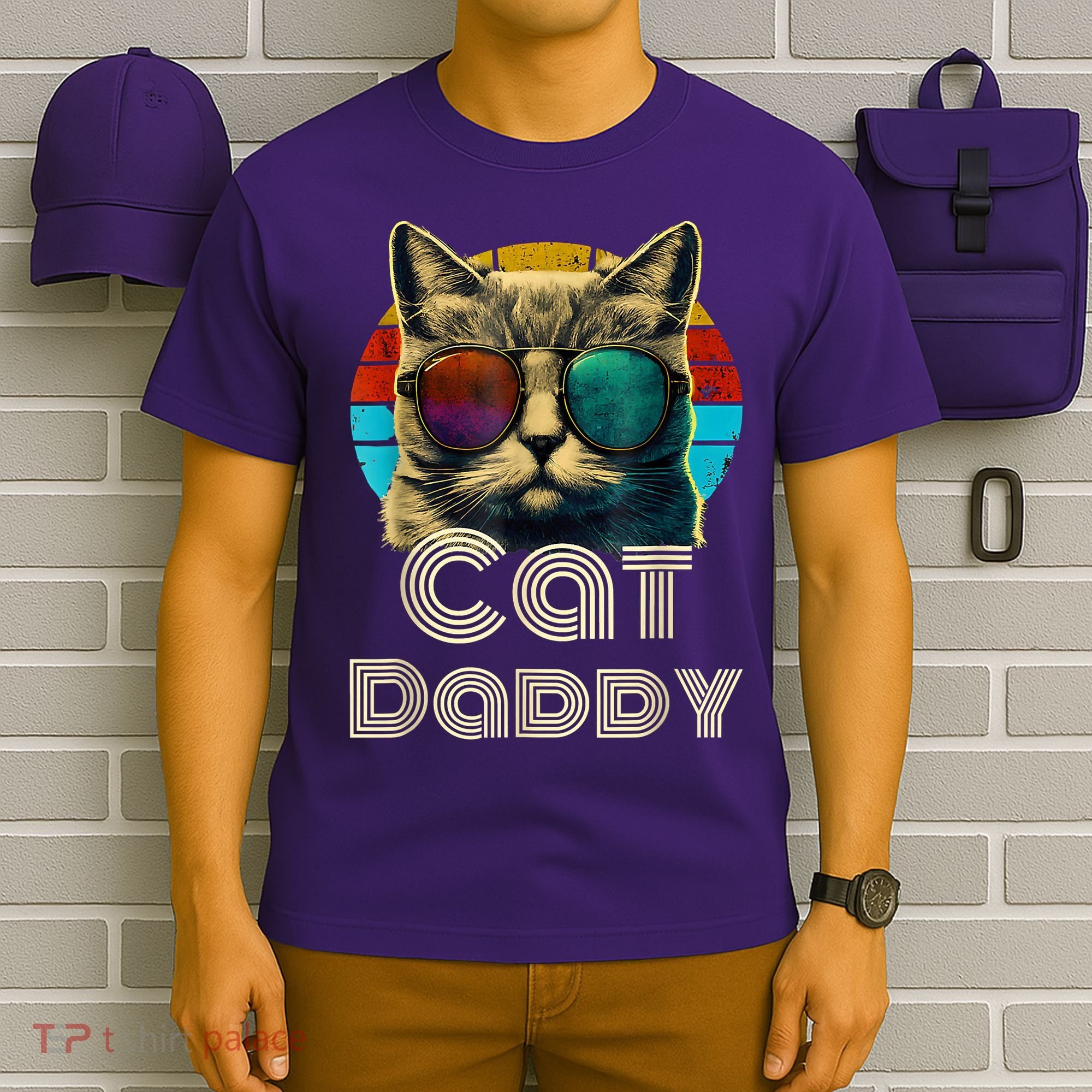 Cat Daddy, Retro Cat Dad, 80s, 90s, Vintage T-Shirt