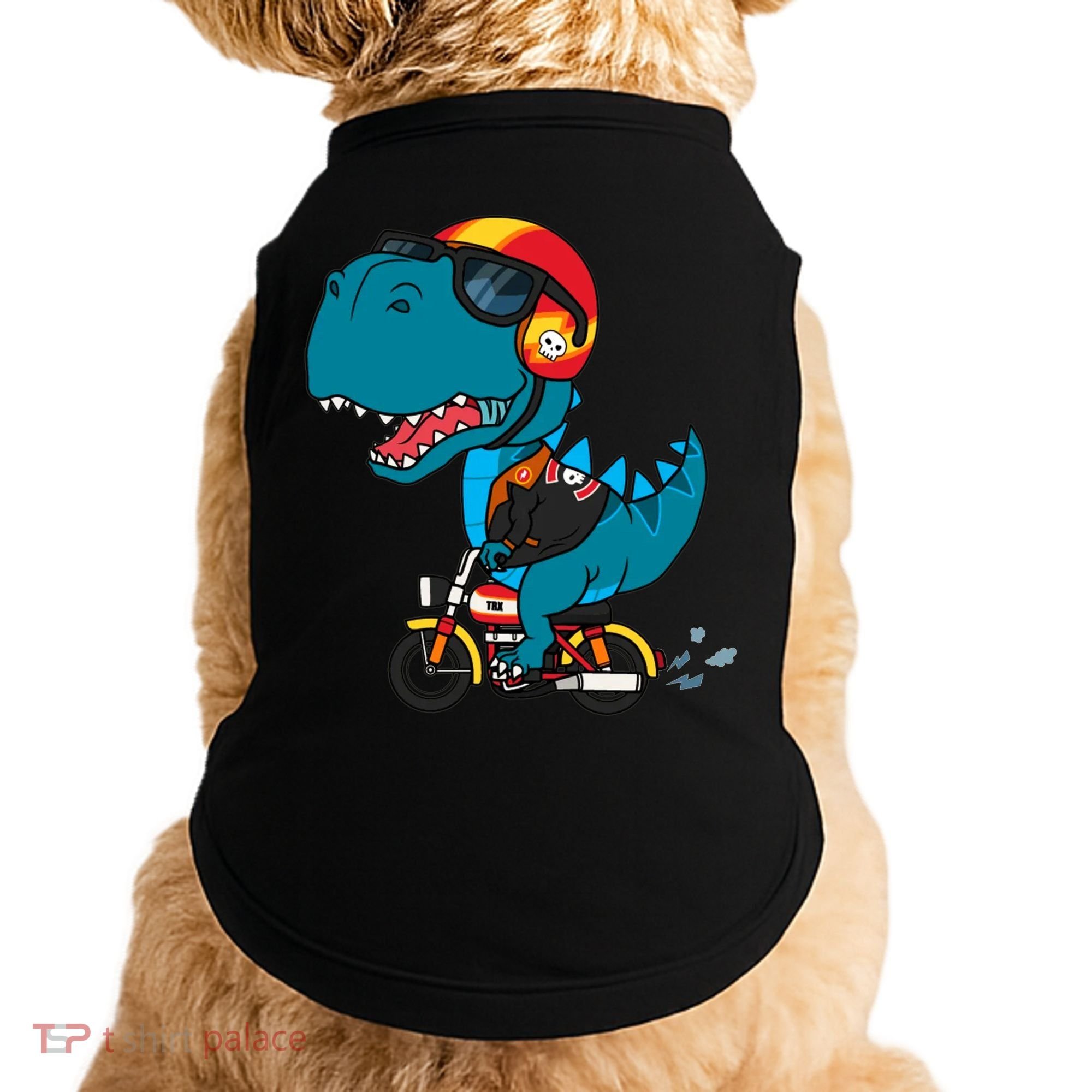 Cool Dinosaur Riding A Motorcycle Doggie Tank