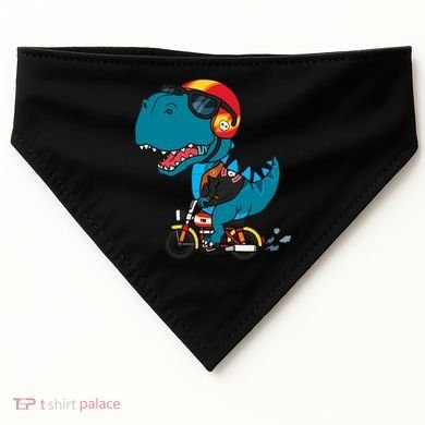 Cool Dinosaur Riding A Motorcycle USA-Made Doggie Bandana