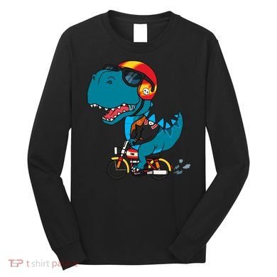 Cool Dinosaur Riding A Motorcycle Long Sleeve Shirt