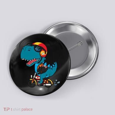 Cool Dinosaur Riding A Motorcycle Button
