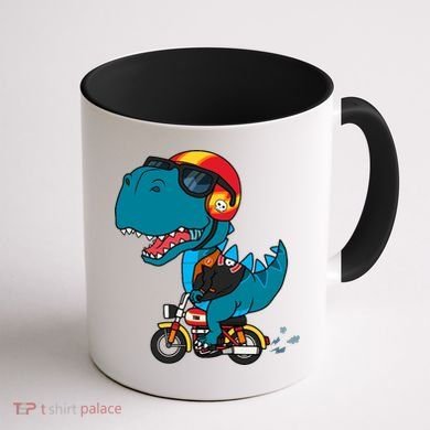 Cool Dinosaur Riding A Motorcycle Coffee Mug back