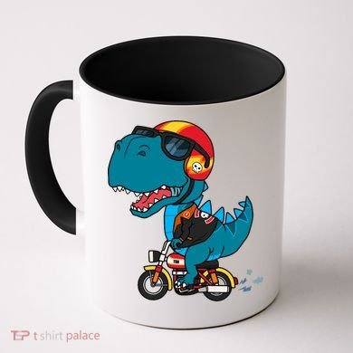 Cool Dinosaur Riding A Motorcycle Coffee Mug