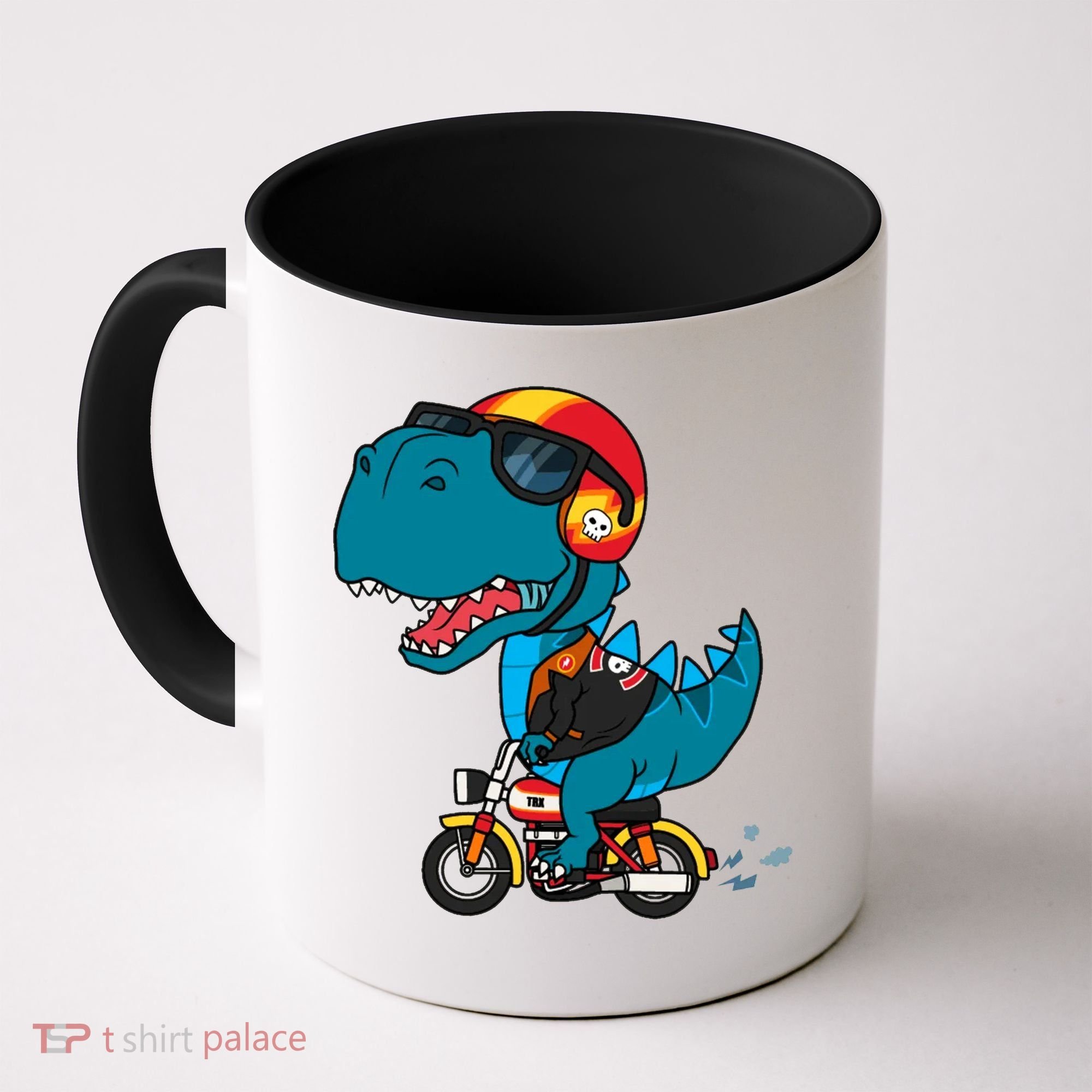 Cool Dinosaur Riding A Motorcycle Coffee Mug