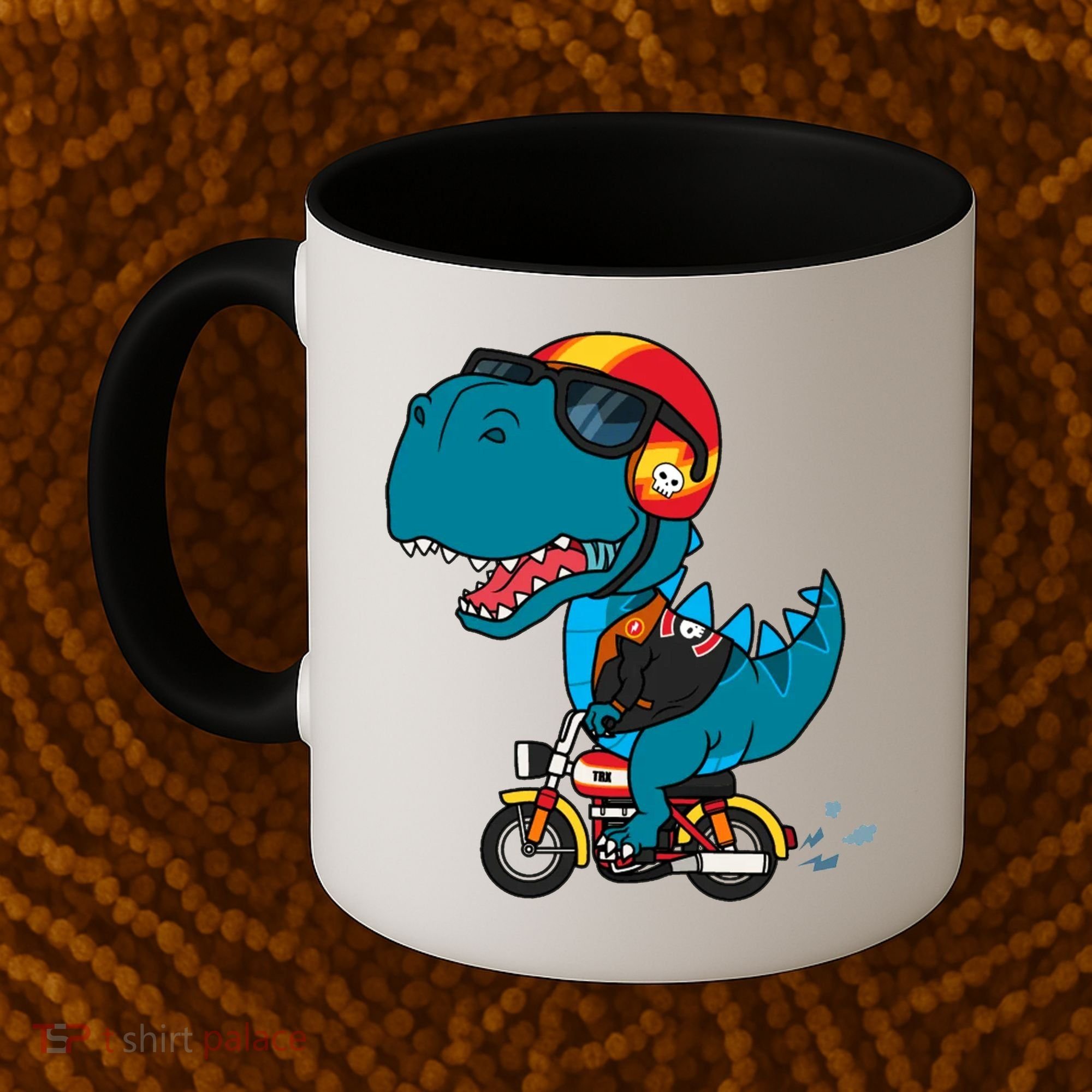 Cool Dinosaur Riding A Motorcycle Coffee Mug