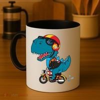 Cool Dinosaur Riding A Motorcycle Coffee Mug thumb 4